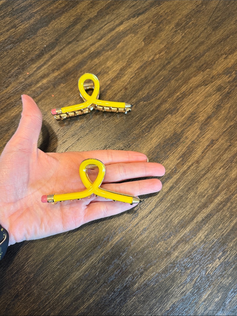 Yellow Ribbon Pencil Hair Clip - Women Accessories